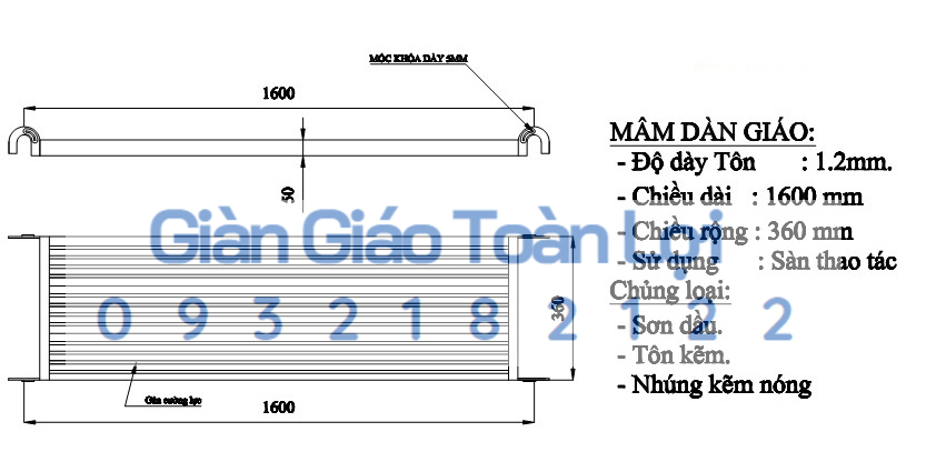 Thông số kỹ thuật của Mâm giàn giáo
