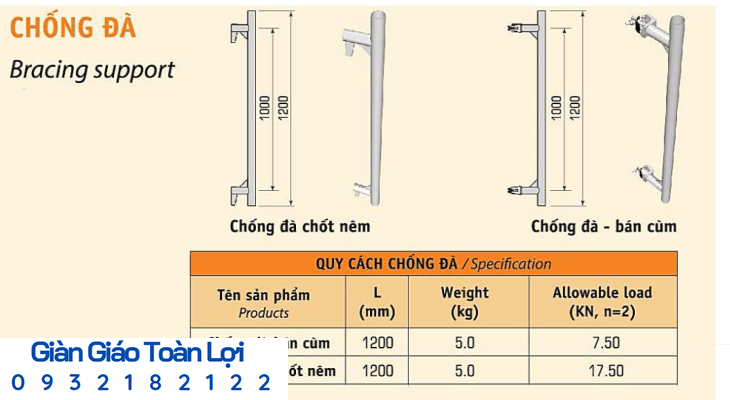 Chống đà giữa giáo Nêm vị trí trong sàn